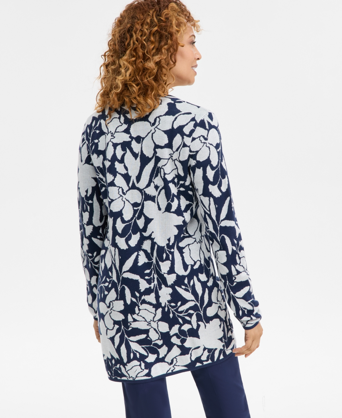 Jm Collection Women's Floral Jacquard Cardigan Sweater, Macy's Exclusive