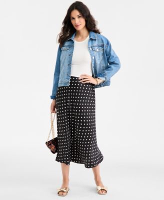 Women's Dot-Print Midi Skirt, Macy's Exclusive