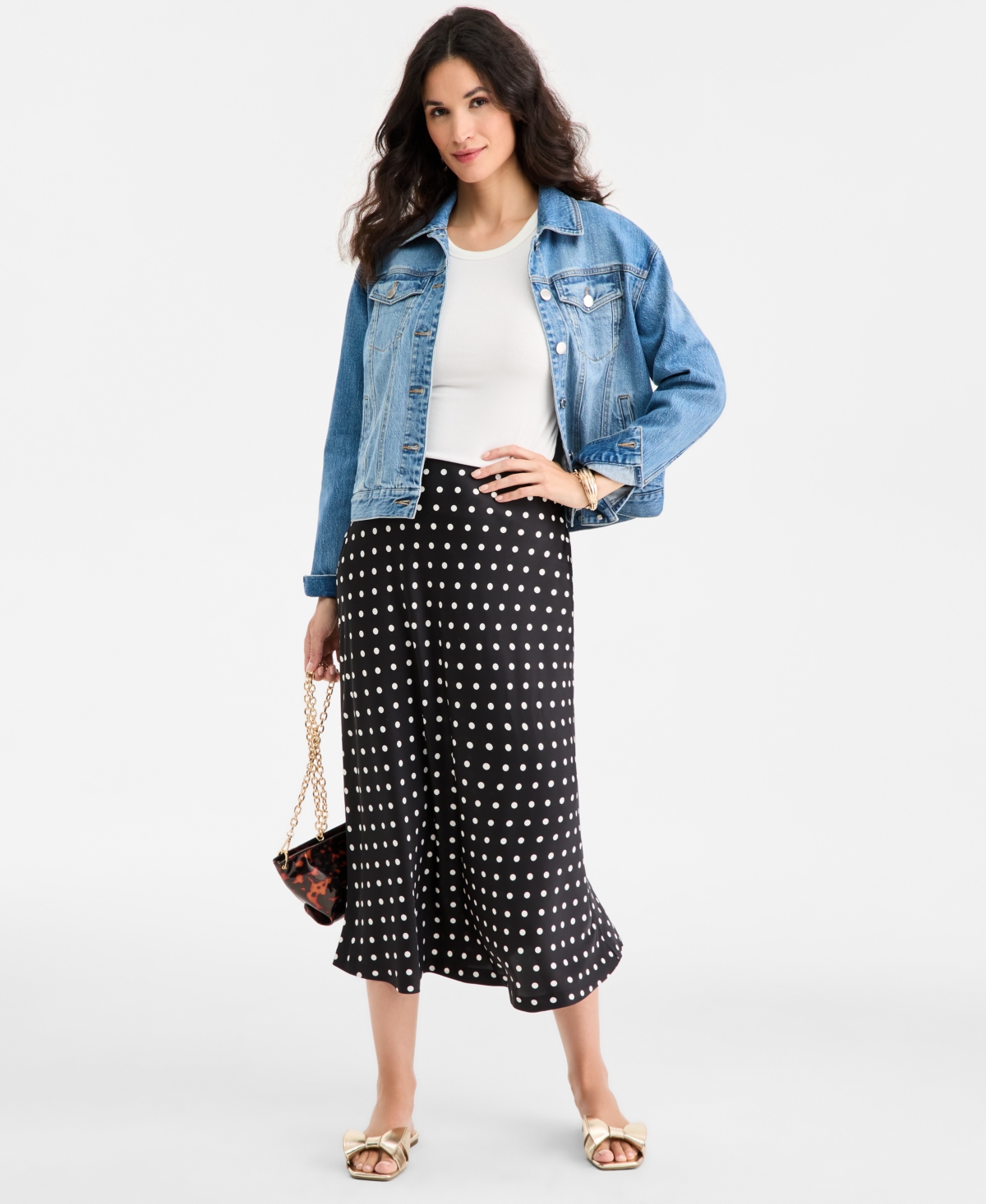 On 34th Women's Dot-Print Midi Skirt, Macy's Exclusive