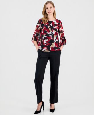 Women's Printed 3/4-Sleeve Top, Regular & Petite