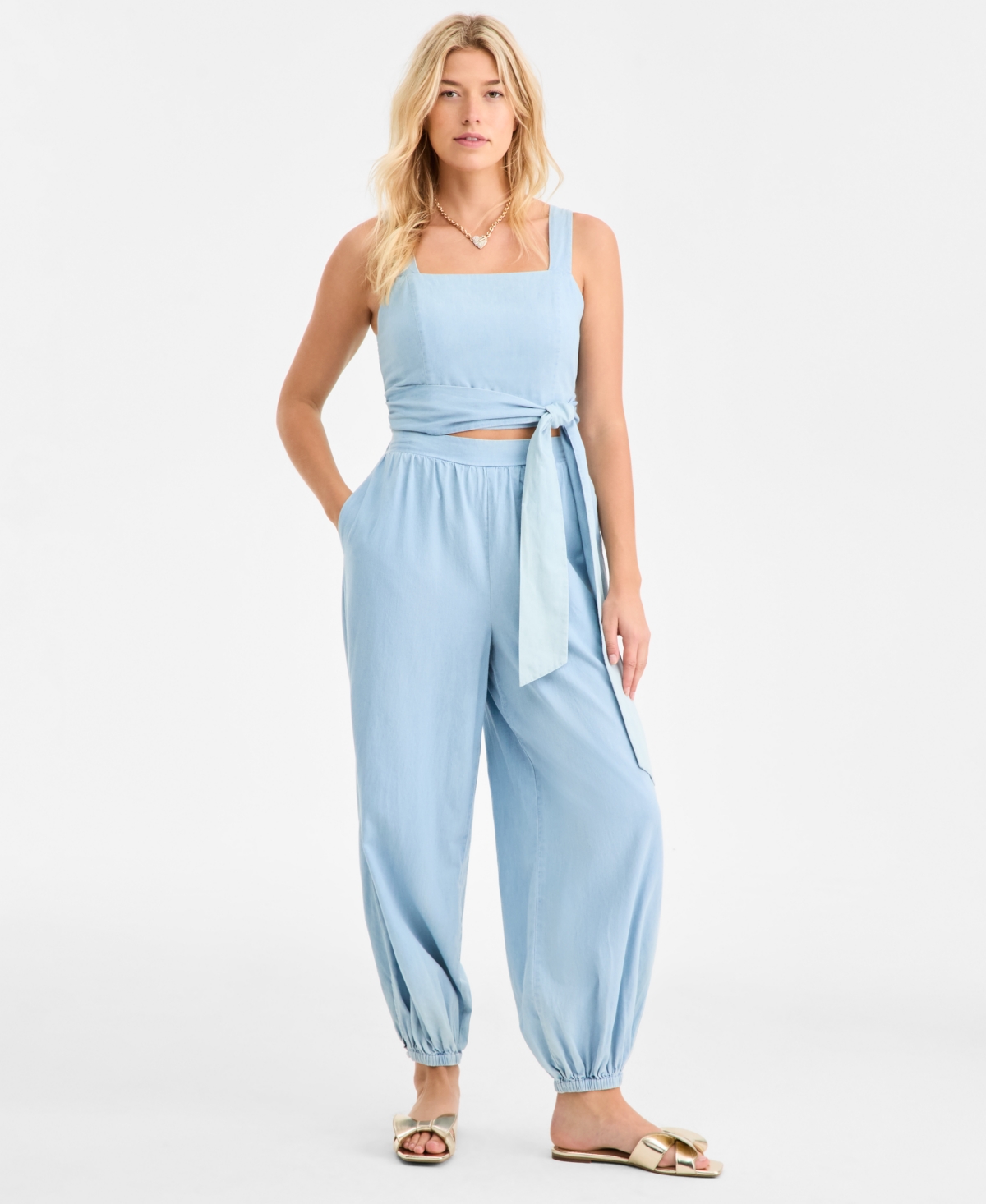 On 34th Women's Cotton Pull-on Balloon Pants, Macy's Exclusive In Blue