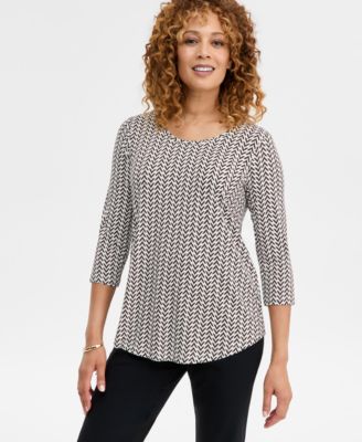 JM Collection - Women's 3/4-Sleeve Scoop-Neck Top