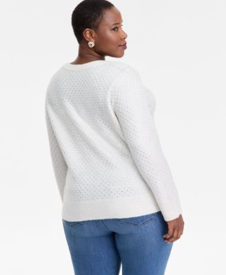 Plus Size Embellished V-Neck Sweater