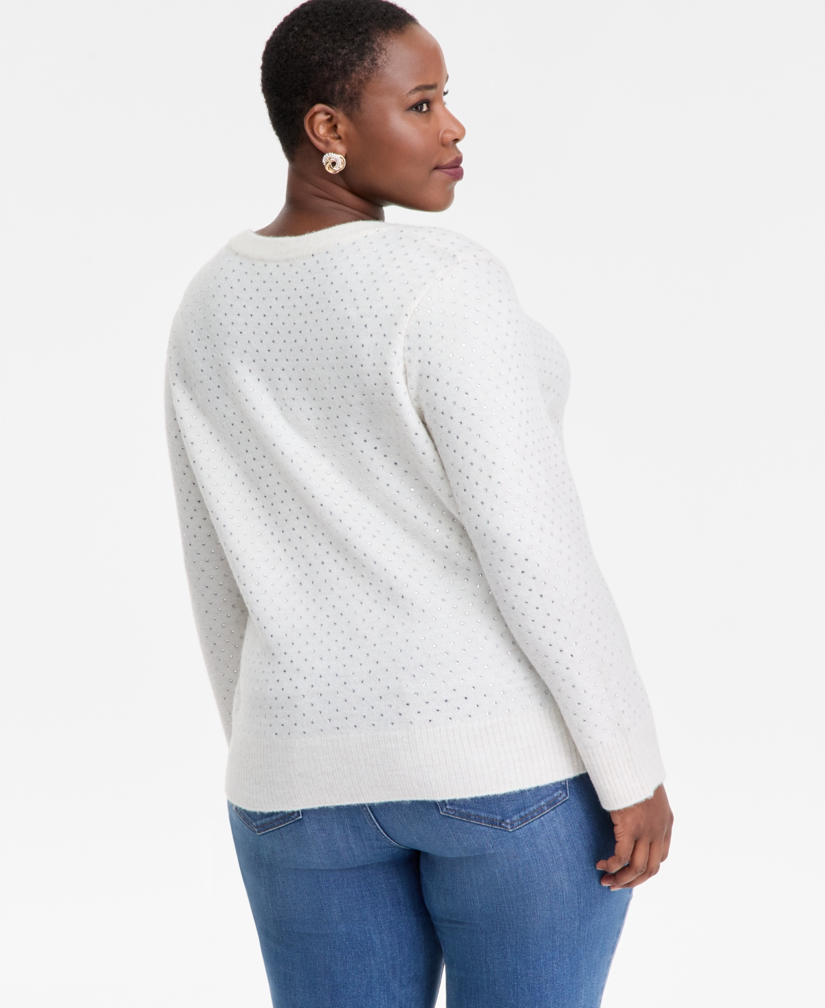 I.n.c. International Concepts Plus Embellished V-Neck Sweater, Macy's Exclusive