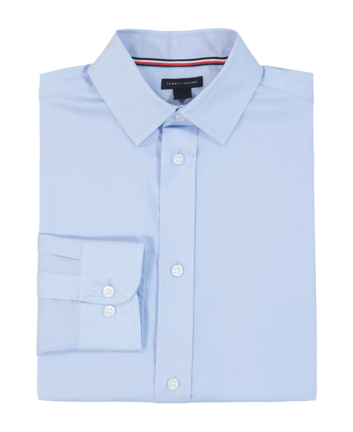 Tommy Hilfiger Big Boys Long Sleeve Stretch Solid Twill Shirt In Blue