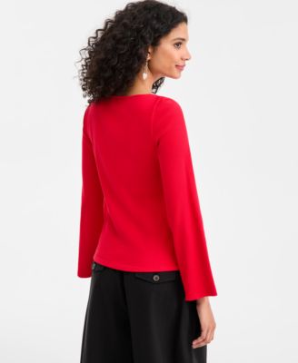 Women's Knit Boat-Neck Bell-Sleeve Top, Macy's Exclusive