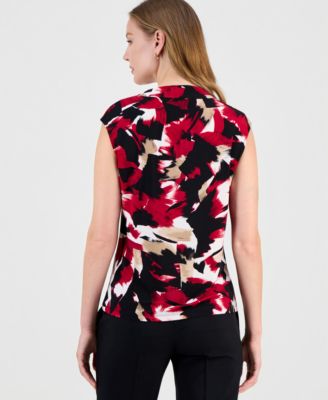 Women's Printed Cap-Sleeve Blouse