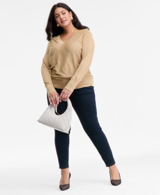 Plus Size V-Neck Dolman-Sleeve Sweater, Macy's Exclusive 