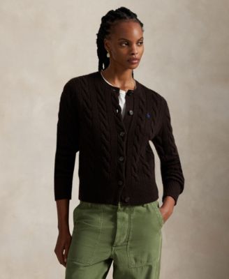 Women's Cable-Knit Wool-Cashmere Cardigan Sweater