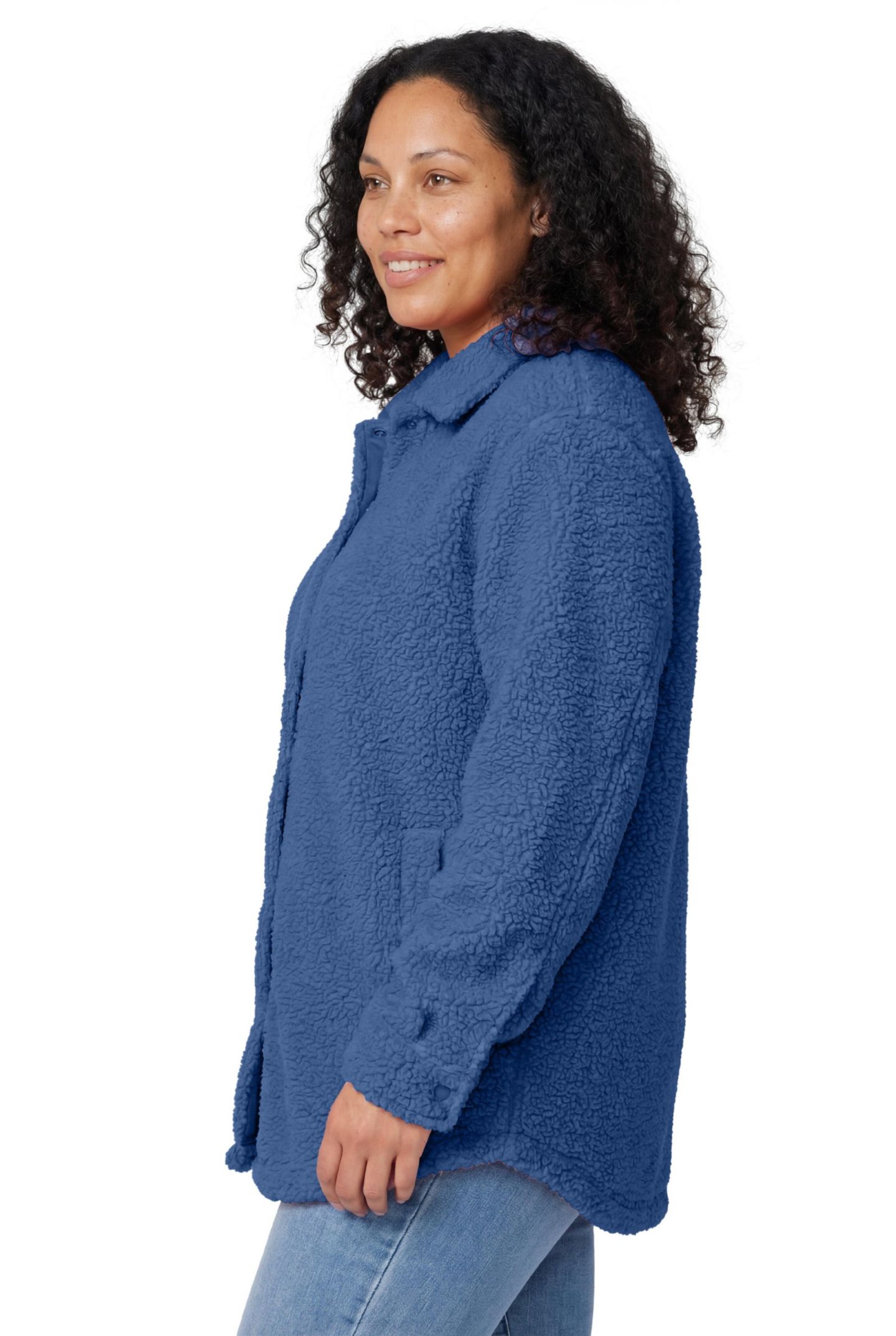 Женская куртка Woman Within Within Berber Button-Front, цвет: Синий — фото 3
