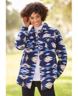 Plus Size Berber Button-Front Jacket