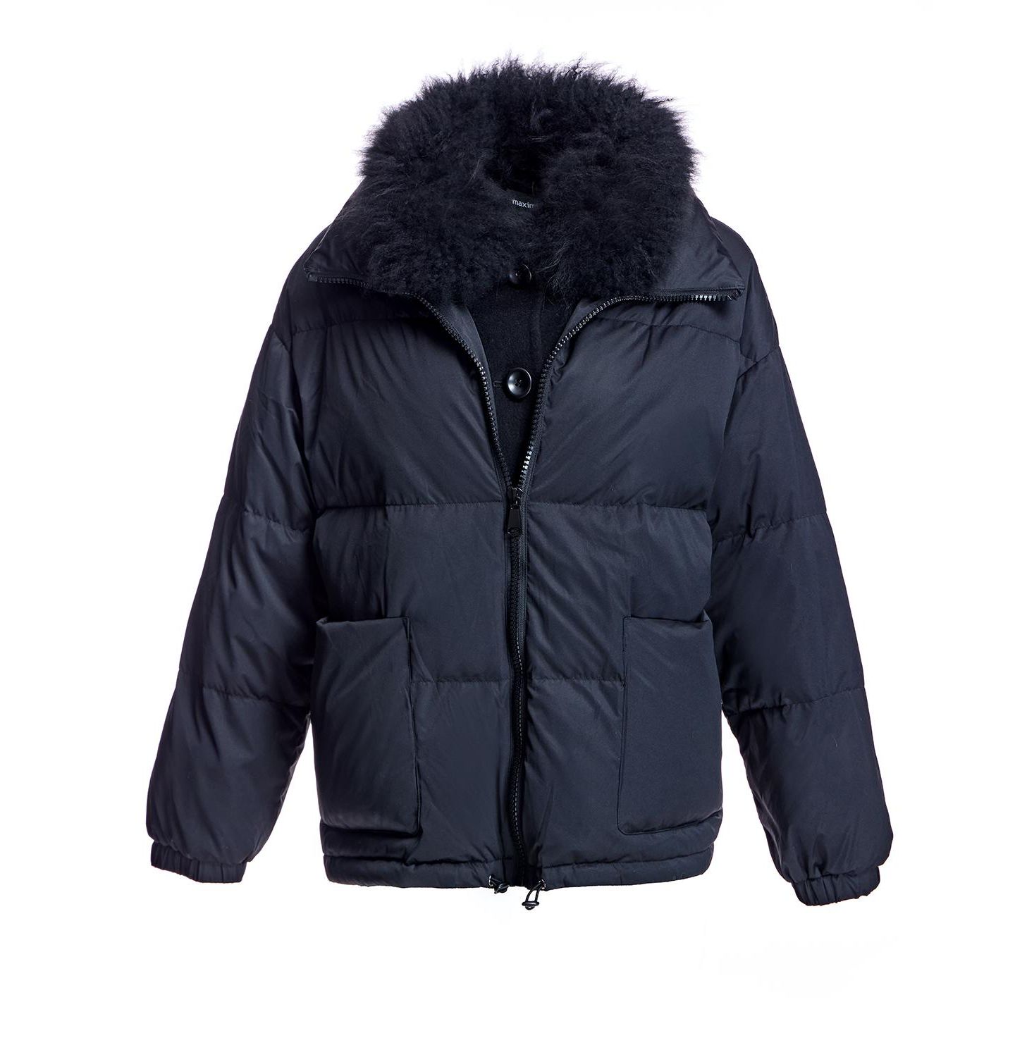 Женская куртка Julia & Stella By Maximilian Fur-Trimmed Puffer, цвет: Чёрный — фото 2