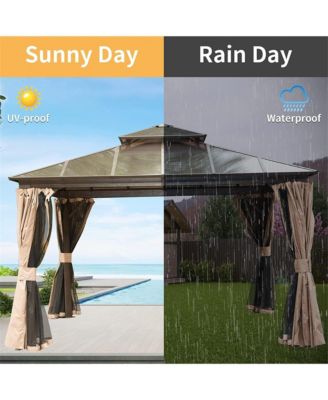 11.9-ft x 11.9-ft Hardtop Gazebo Brown with Hardtop Roof