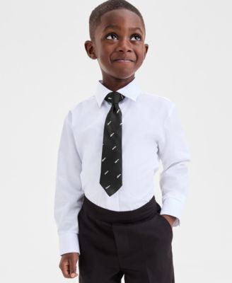 Boys 4T-7 White Shirt, Pants and Black Tie 3-Piece Set