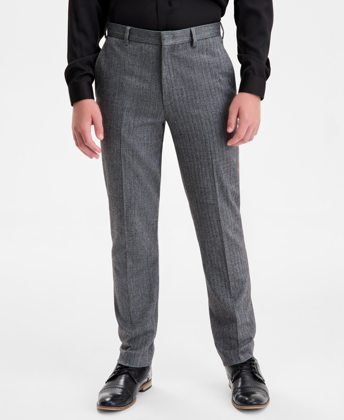 B By Brooks Brothers Boys 8-20 Gray Flannel Herringbone Classic Pants In Multi