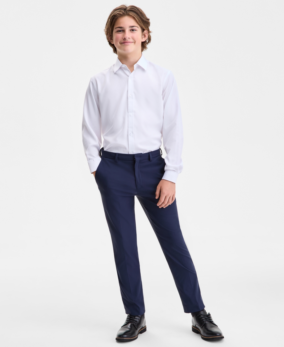 B By Brooks Brothers Boys 8-20 Navy Plain Classic Pants In Blue