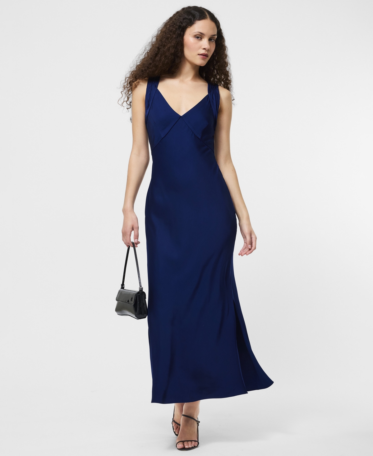 French Connection Ennis Satin Slipdress In Blue