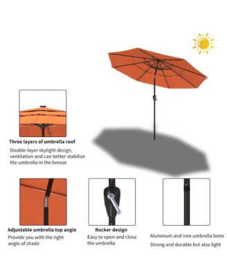 3-Tier Patio Umbrella with Led Lights 11ft Outdoor Patio Table Umbrella Large Umbrella Pool Umbrella For Deck, Pool, Garden, Patio