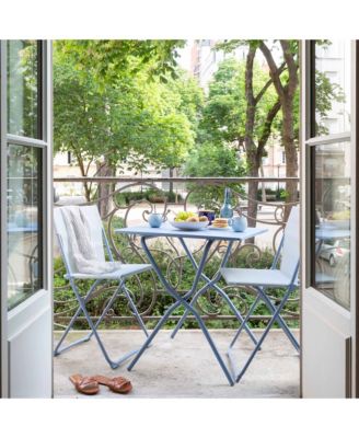 Balcony II Colorblock Steel Square Folding Outdoor Patio Table, Sky Blue