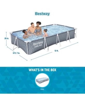 Steel Pro 12' x 6'7" x 26" Rectangle Above Ground Outdoor Swimming Pool