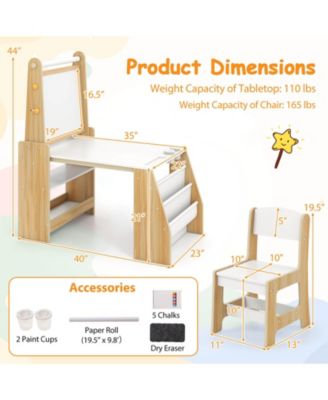 Boys Art Table and Chair Set with Easel & Chair Whiteboard & Chalkboard Paper Roll