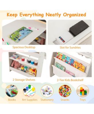 Boys Art Table and Chair Set with Easel & Chair Whiteboard & Chalkboard Paper Roll