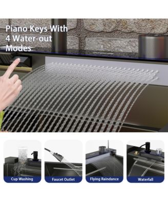 31.5-Inch Drop-In Single Bowl 304 Stainless Steel Kitchen Sink, Pull-Down Faucet Kitchen Set