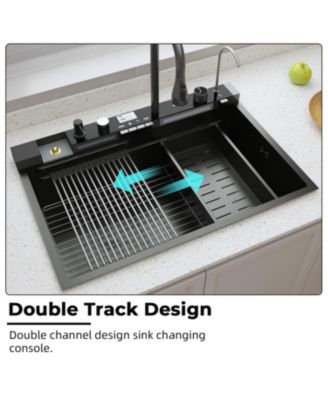 31.5-Inch Drop-In Single Bowl 304 Stainless Steel Kitchen Sink, Pull-Down Faucet Kitchen Set