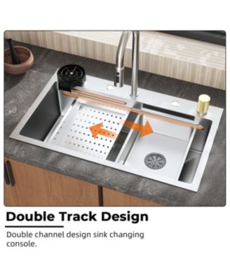30&amp;#x22; Single Bowl Stainless Steel Drop-In Kitchen Sink with Pull-Down Faucet and Accessories
