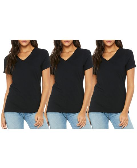 Женские футболки Blue Ice Loose Fitting Short Sleeve V-Neck Tee- 3 Pack, цвет: Чёрный