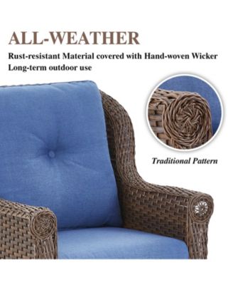 ChrysArm Wicker Patio 2-Piece Swivel Chairs Outdoor Rocking Chair with Thick Deep CushionGuard Olefin Cushion
