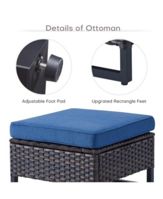 U-Frame PE Wicker Outdoor Ottoman with Olefin Cushions (Set Of 2)