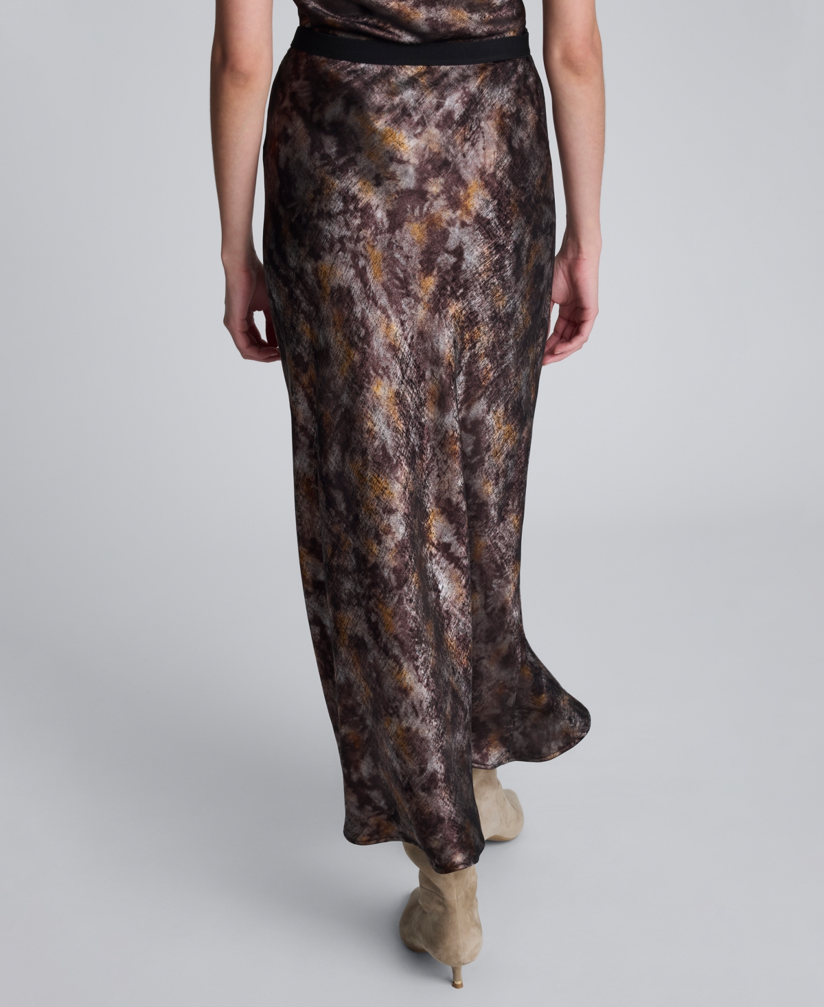 Kenneth Cole Printed Foil Satin Maxi Skirt In Multi