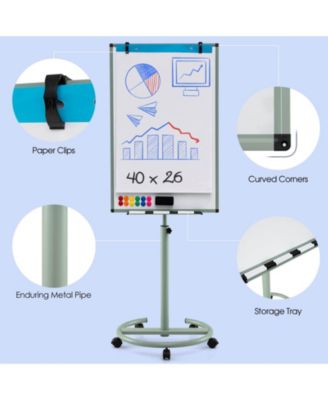 Mobile Whiteboard 40" x 26" Height Adjustable Magnetic Dry Erase Board with Stand