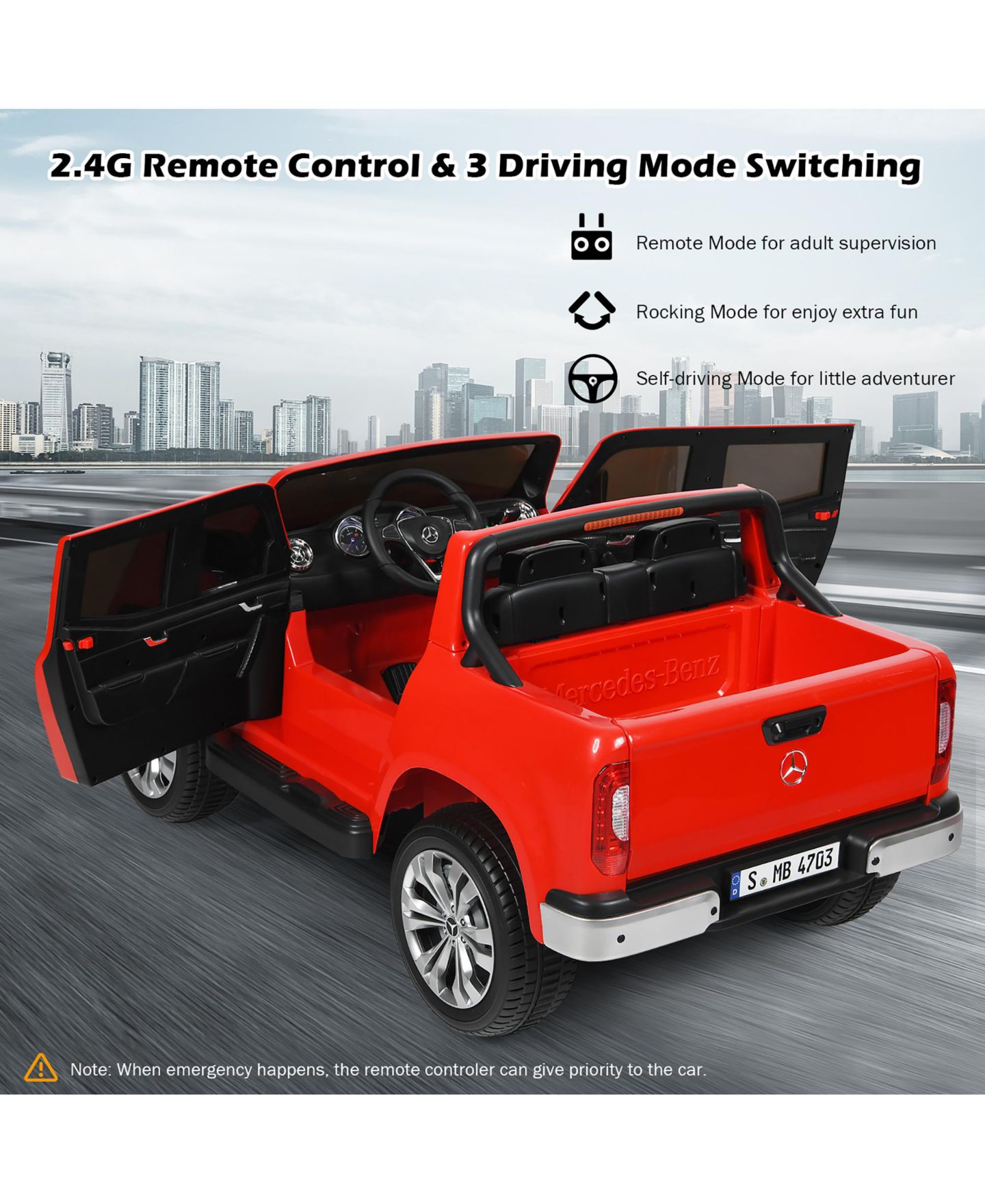 Детская игрушка Costway X Class 12V 2-Seater Remote Control Ride-On Car, 110 lb. Capacity, Ages 3+, цвет: Красный — фото 7