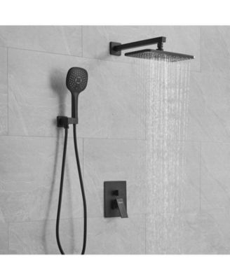 Luxurious Single Handle 2-Spray 11.53 in. Wall Mount Rectangle Shower Head with Hand Shower Faucet in Polished Chrome