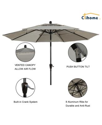 3-Tier Patio Umbrella,10ft Outdoor Patio Table Umbrella Large Umbrella Pool Umbrella For Deck, Pool, Garden, Patio，Red