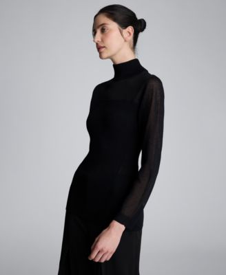 Women's Rib Mock Neck Long Sleeve Sweater