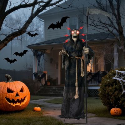 Halloween Grim Reaper 6FT Animated with Scythe Motion Activated AC 100V-240V Yard Haunted House Decor 2025