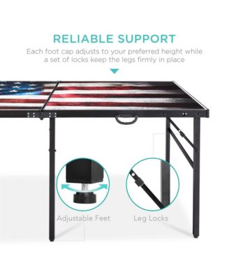 6x3ft Aluminum Frame Adjustable Feet, Folding Design & 2 Paddles Portable Ping Pong Table Game Set
