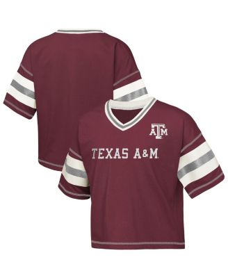Outerstuff - Big Girls Maroon Texas A&M Aggies Grid Iron V-Neck T-Shirt