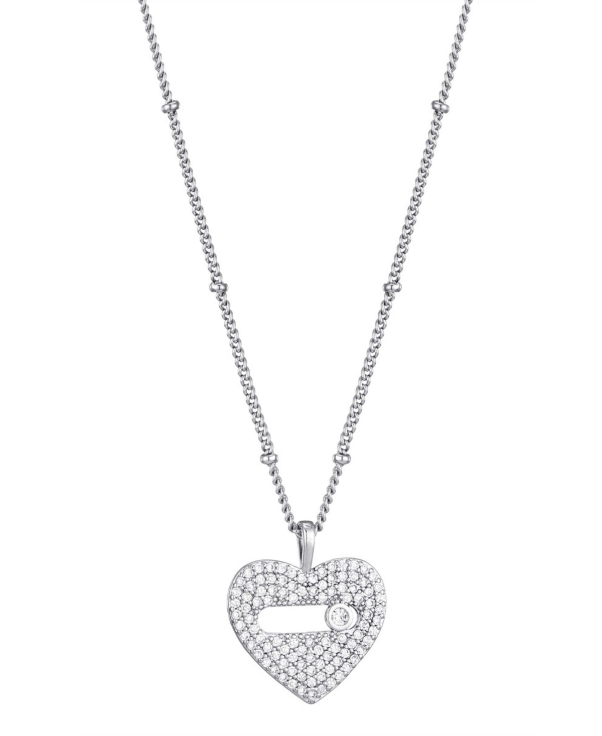 Adornia Silver Cz Heart Necklace In Silver