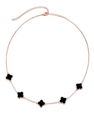 Metal-tone Black Clover Station Necklace