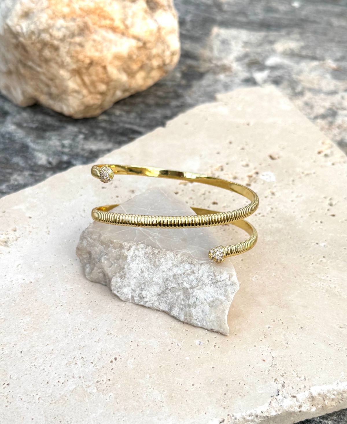 Adornia 14k Plated Cz Crystal Wrap Cuff Bracelet In Gold