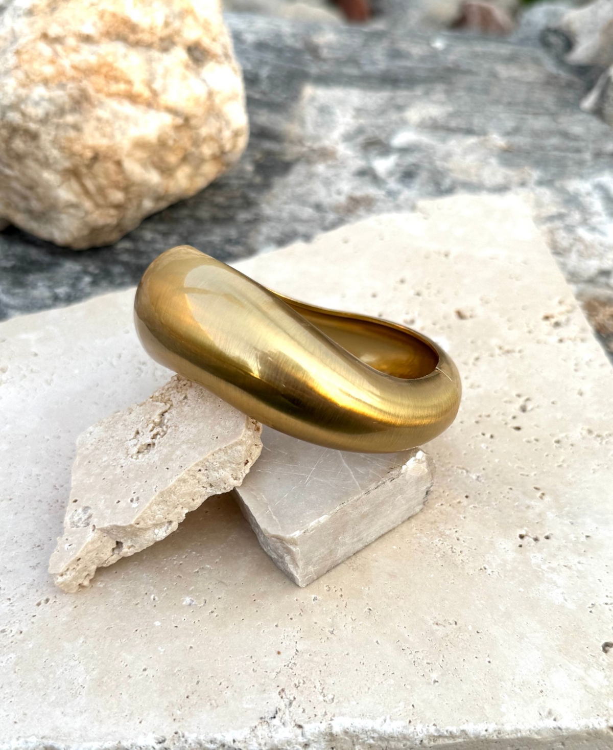 Adornia Plated Organic Chunky Bangle Bracelet In Gold