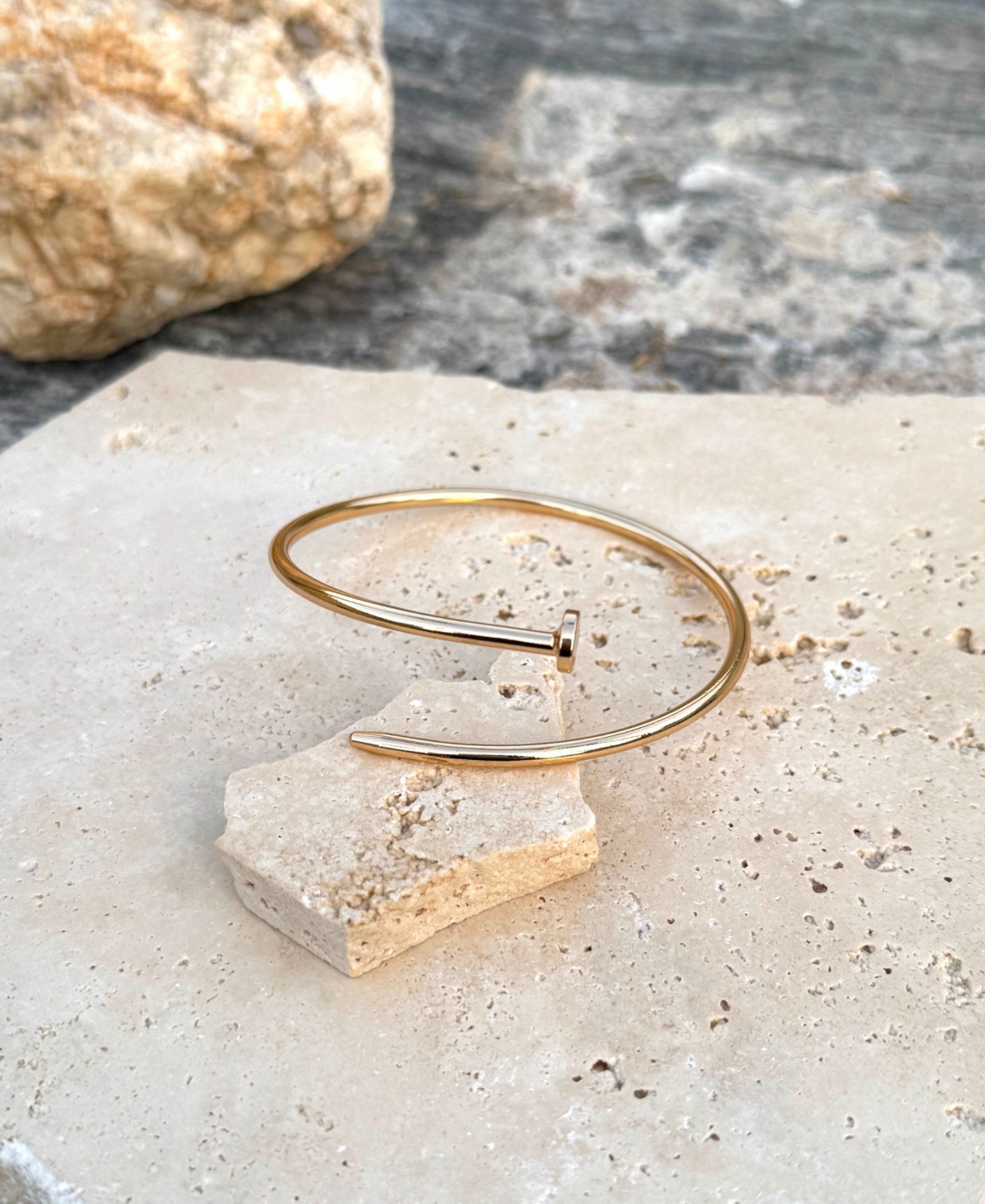 Adornia Plated Thin Nail Cuff Bracelet In Gold