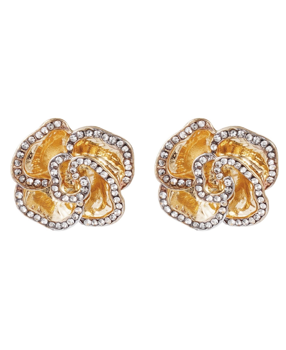 Adornia Gold Plated Crystal Encrusted Flower Stud Earrings In Gold