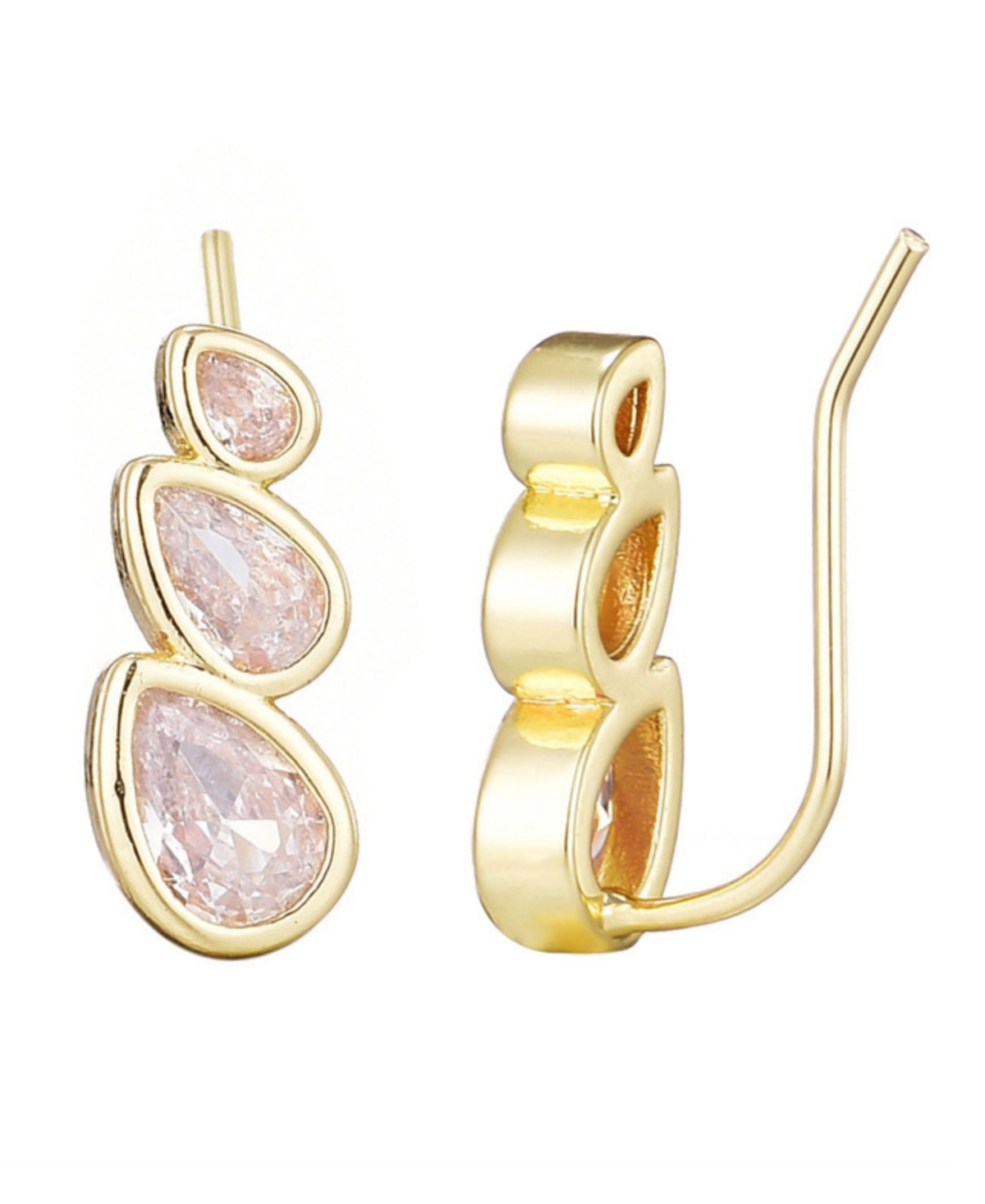 Adornia 14k Plated Crystal Climber Earrings In Gold