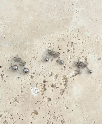 Tarnish Resistant Silver Set of 3 Ball Stud Earrings