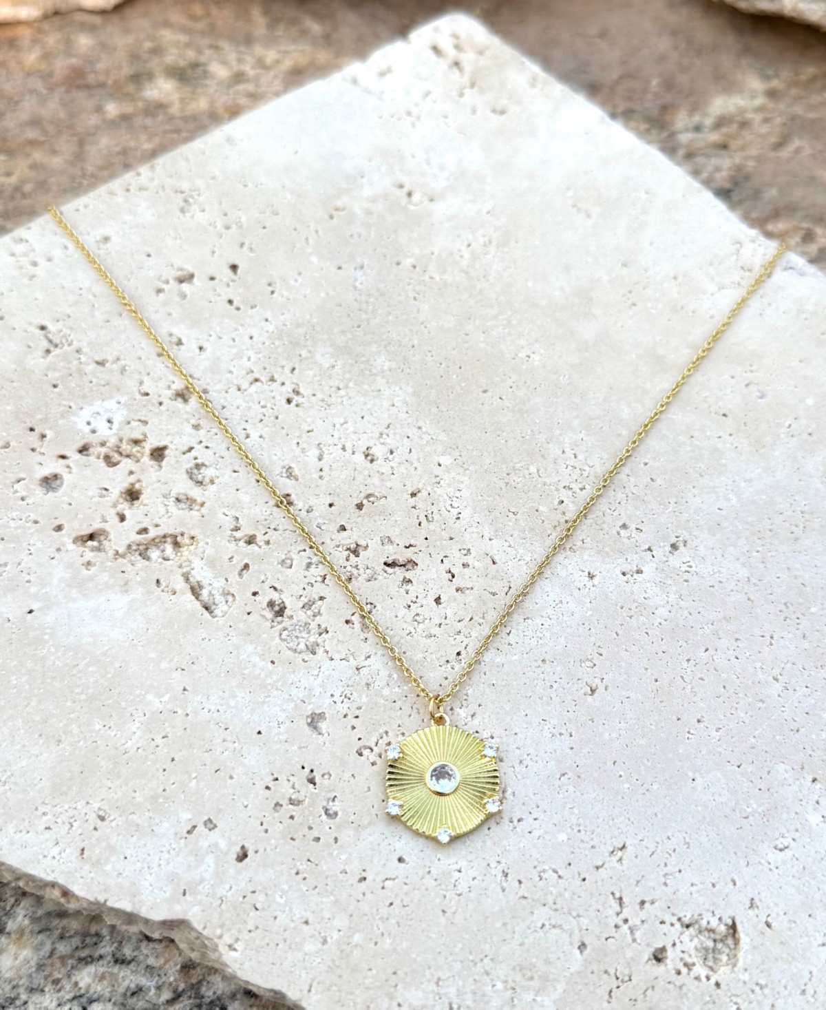 Adornia Gold Cz Fluted Disc Pendant Necklace In Gold